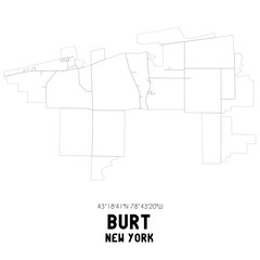 Burt New York. US street map with black and white lines.