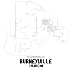 Burneyville Oklahoma. US street map with black and white lines.