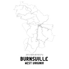 Burnsville West Virginia. US street map with black and white lines.