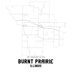 Burnt Prairie Illinois. US street map with black and white lines.