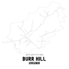 Burr Hill Virginia. US street map with black and white lines.