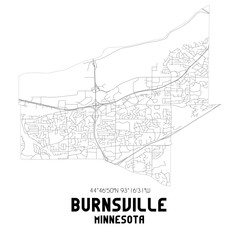 Fototapeta na wymiar Burnsville Minnesota. US street map with black and white lines.