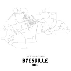 Byesville Ohio. US street map with black and white lines.
