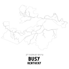 Busy Kentucky. US street map with black and white lines.