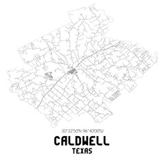 Caldwell Texas. US street map with black and white lines.