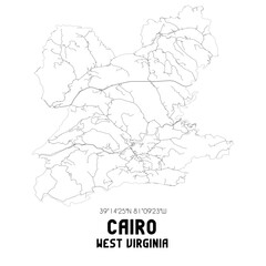 Cairo West Virginia. US street map with black and white lines.