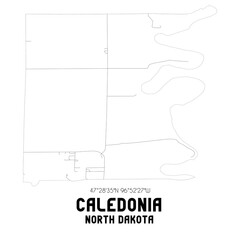Caledonia North Dakota. US street map with black and white lines.