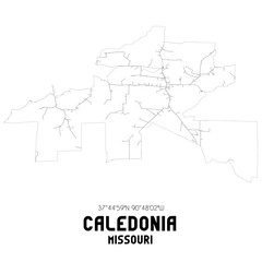 Caledonia Missouri. US street map with black and white lines.