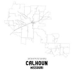 Calhoun Missouri. US street map with black and white lines.