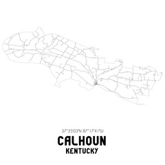 Calhoun Kentucky. US street map with black and white lines.