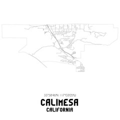 Naklejka premium Calimesa California. US street map with black and white lines.