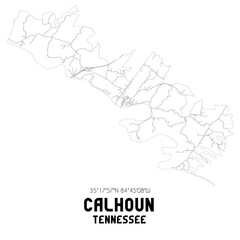Calhoun Tennessee. US street map with black and white lines.