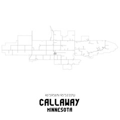Callaway Minnesota. US street map with black and white lines.