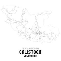 Calistoga California. US street map with black and white lines.