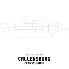 Callensburg Pennsylvania. US street map with black and white lines.