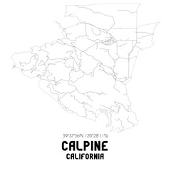 Fototapeta premium Calpine California. US street map with black and white lines.