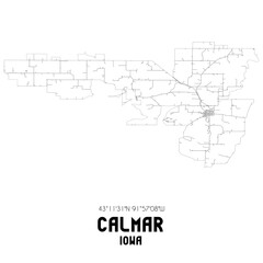 Calmar Iowa. US street map with black and white lines.