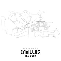 Fototapeta na wymiar Camillus New York. US street map with black and white lines.