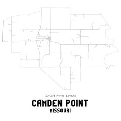 Camden Point Missouri. US street map with black and white lines.