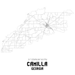 Camilla Georgia. US street map with black and white lines.