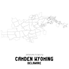 Camden Wyoming Delaware. US street map with black and white lines.