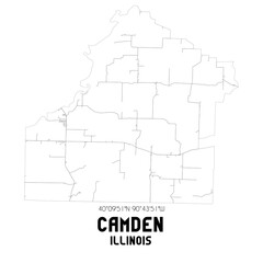 Camden Illinois. US street map with black and white lines.