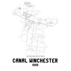 Canal Winchester Ohio. US street map with black and white lines.