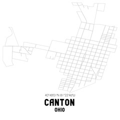 Canton Ohio. US street map with black and white lines.