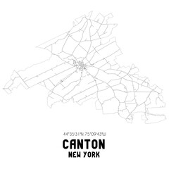 Canton New York. US street map with black and white lines.