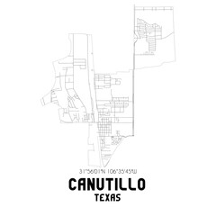 Canutillo Texas. US street map with black and white lines.