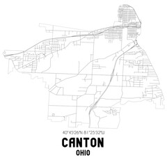 Canton Ohio. US street map with black and white lines.