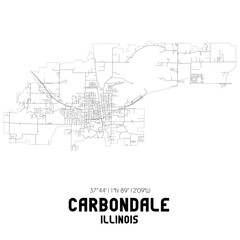 Carbondale Illinois. US street map with black and white lines.
