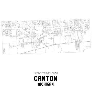 Canton Michigan. US Street Map With Black And White Lines.