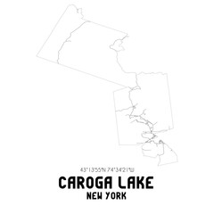 Caroga Lake New York. US street map with black and white lines.