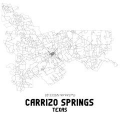 Carrizo Springs Texas. US street map with black and white lines.
