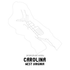 Carolina West Virginia. US street map with black and white lines.
