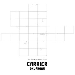 Carrier Oklahoma. US street map with black and white lines.