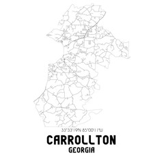 Carrollton Georgia. US street map with black and white lines.