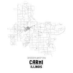 Carmi Illinois. US street map with black and white lines.