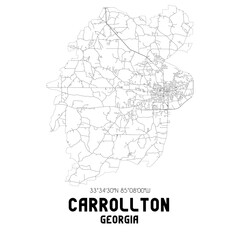 Carrollton Georgia. US street map with black and white lines.