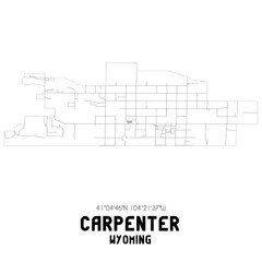 Carpenter Wyoming. US street map with black and white lines.