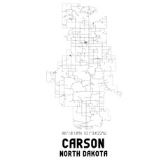 Carson North Dakota. US street map with black and white lines.