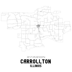 Carrollton Illinois. US street map with black and white lines.
