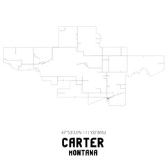 Carter Montana. US street map with black and white lines.