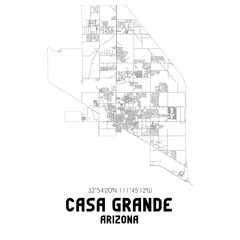 Casa Grande Arizona. US street map with black and white lines.