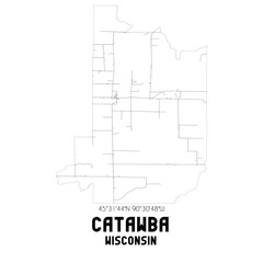 Catawba Wisconsin. US street map with black and white lines.