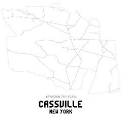 Cassville New York. US street map with black and white lines.