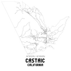 Castaic California. US street map with black and white lines.