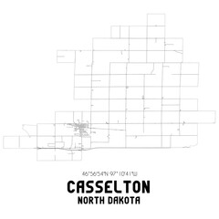 Casselton North Dakota. US street map with black and white lines.