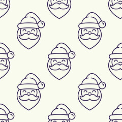 Christmas and New Year concept. Simple pattern of Santa Claus on light beige background. Perfect for web sites, wrappers, giftboxes, postcards